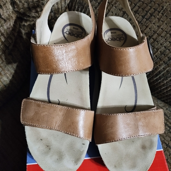 Abeo Una Wedge Sandals Stone Women's Size US 8 Neutral Comfort With Box - Picture 3 of 9